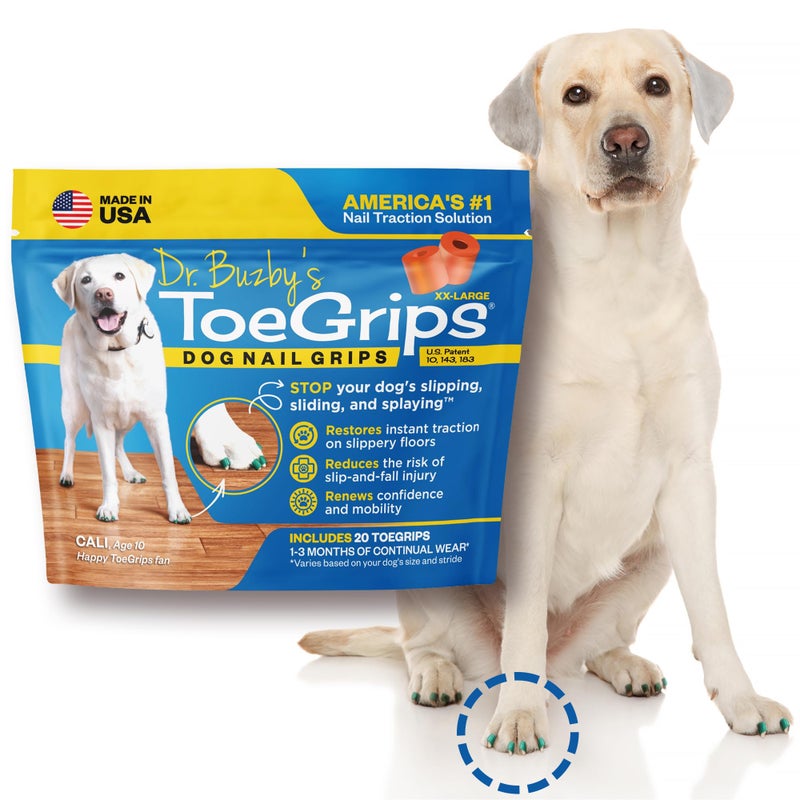 Dr. Buzby's Dr Buzby's XXLarge ToeGrips for Dogs - Instant Traction on Wood/Hardwood Floors - Anti Slip Relief - Grippers for Senior Dogs - Stop Sliding Instantly - Rubber Nails for Paws - 1 Pack (20 Grips) - Image 1